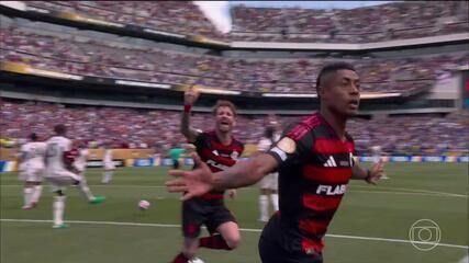 Filipe Luís expressa orgulho pela vitória do Flamengo sobre o Chelsea na Copa do Mundo de Clubes.; Reprodução: Globo