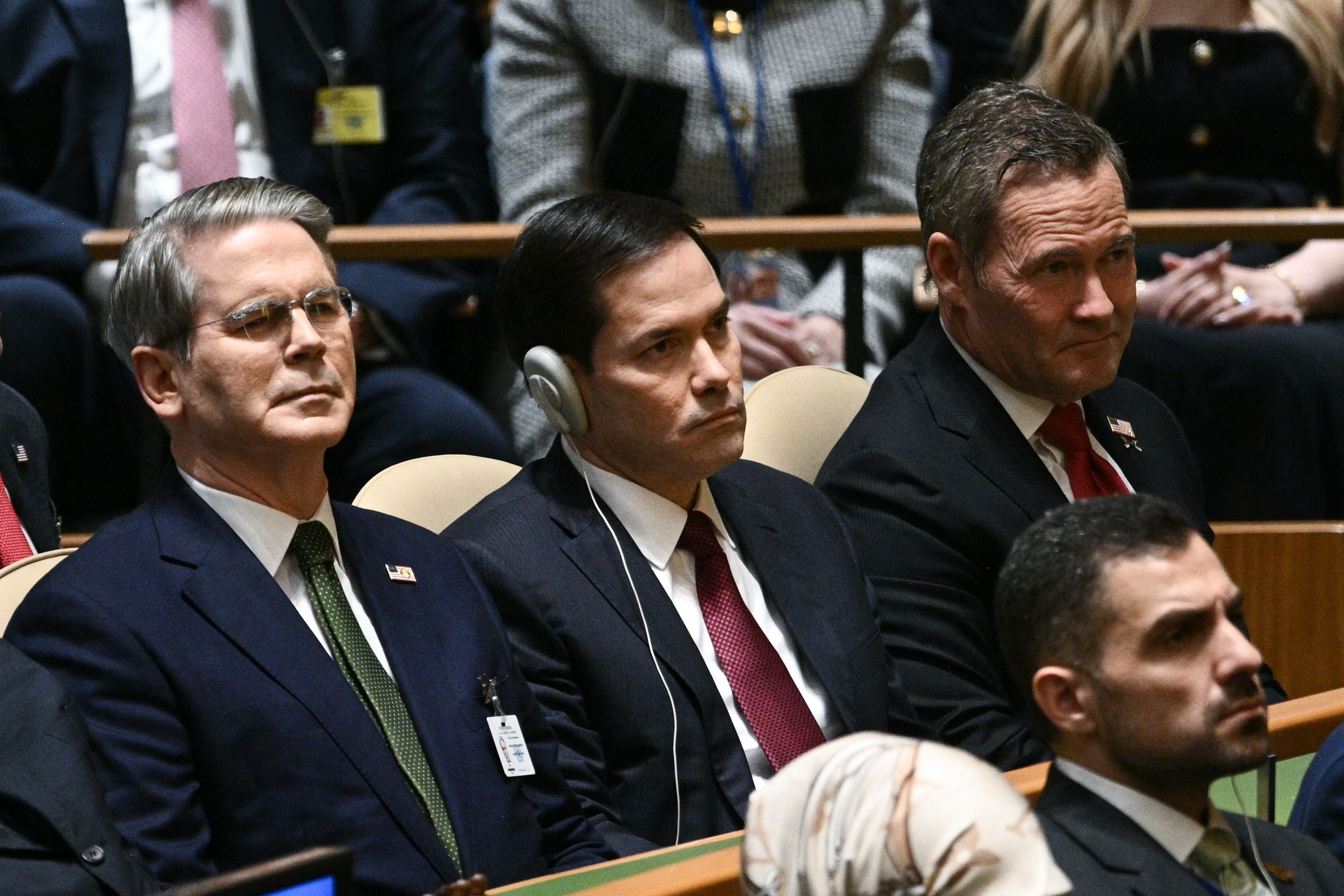 Rubio e Bessent assistem ao discurso de Lula na Assembleia Geral da ONU. Legenda da imagem. Reprodução: Retorno do item 11