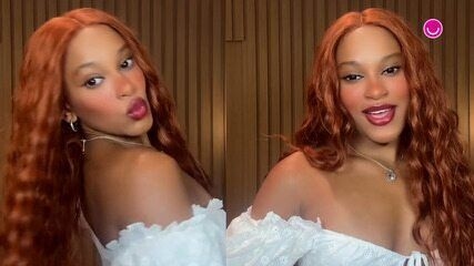 Rebeca Andrade exibe novo visual ruivo e é comparada a Ariel pelos fãs. Legenda da imagem. Reprodução: Globo