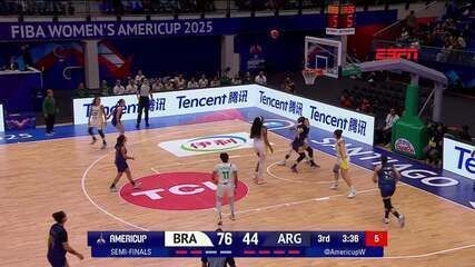 Brasil é vice-campeão da Copa América feminina de basquete, perdendo para os EUA na final. Reprodução: Globo