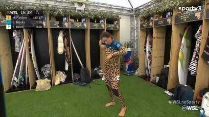 Surfistas da WSL brilham com lycras inspiradas na savana africana na etapa de J-Bay. Reprodução: Globo