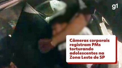 Câmeras corporais registram agressões de PMs a adolescentes na Zona Leste de SP. Legenda da imagem. Reprodução: Retorno do item 11
