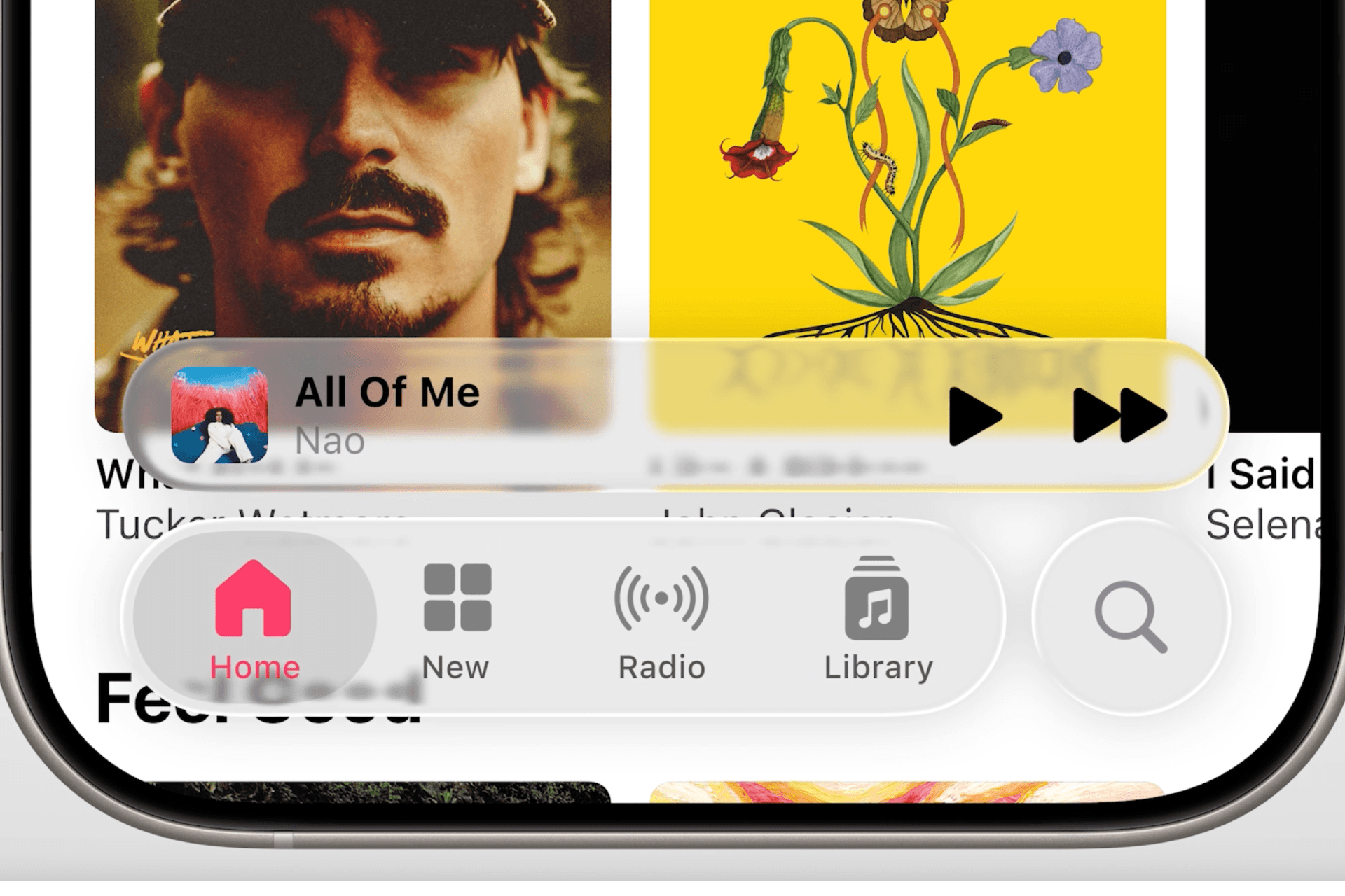 Nova aparência do iOS com o visual Liquid Glass da Apple. Reprodução: Gizmodo