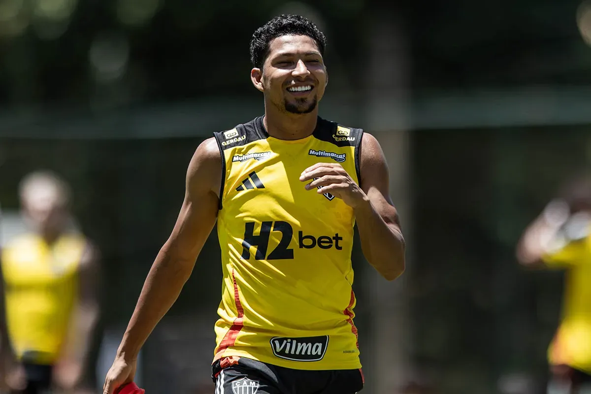 Jogadores em campo durante a partida entre Atlético-MG e Deportes Iquique na Copa Sul-Americana. Reprodução: Tribuna de Minas