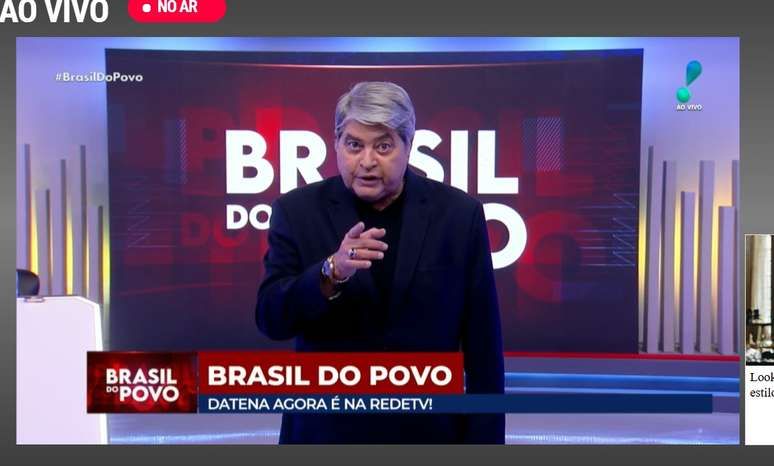 Datena apresenta seu novo programa, 'Brasil do Povo', na RedeTV.; Reprodução: Terra