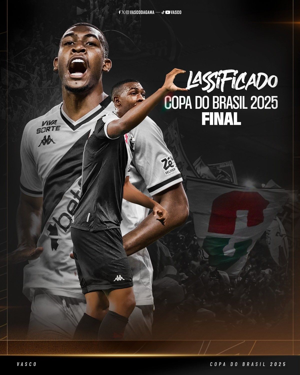 Vasco comemora vaga na final da Copa do Brasil, provocando o Fluminense.. Reprodução: Ge