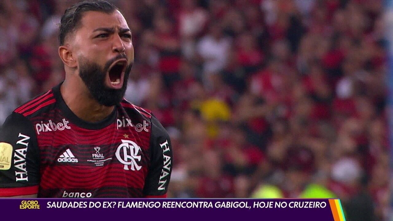 Centroavante do Flamengo se aproxima da marca de 20 gols de Gabigol no clube.; Reprodução: Globo