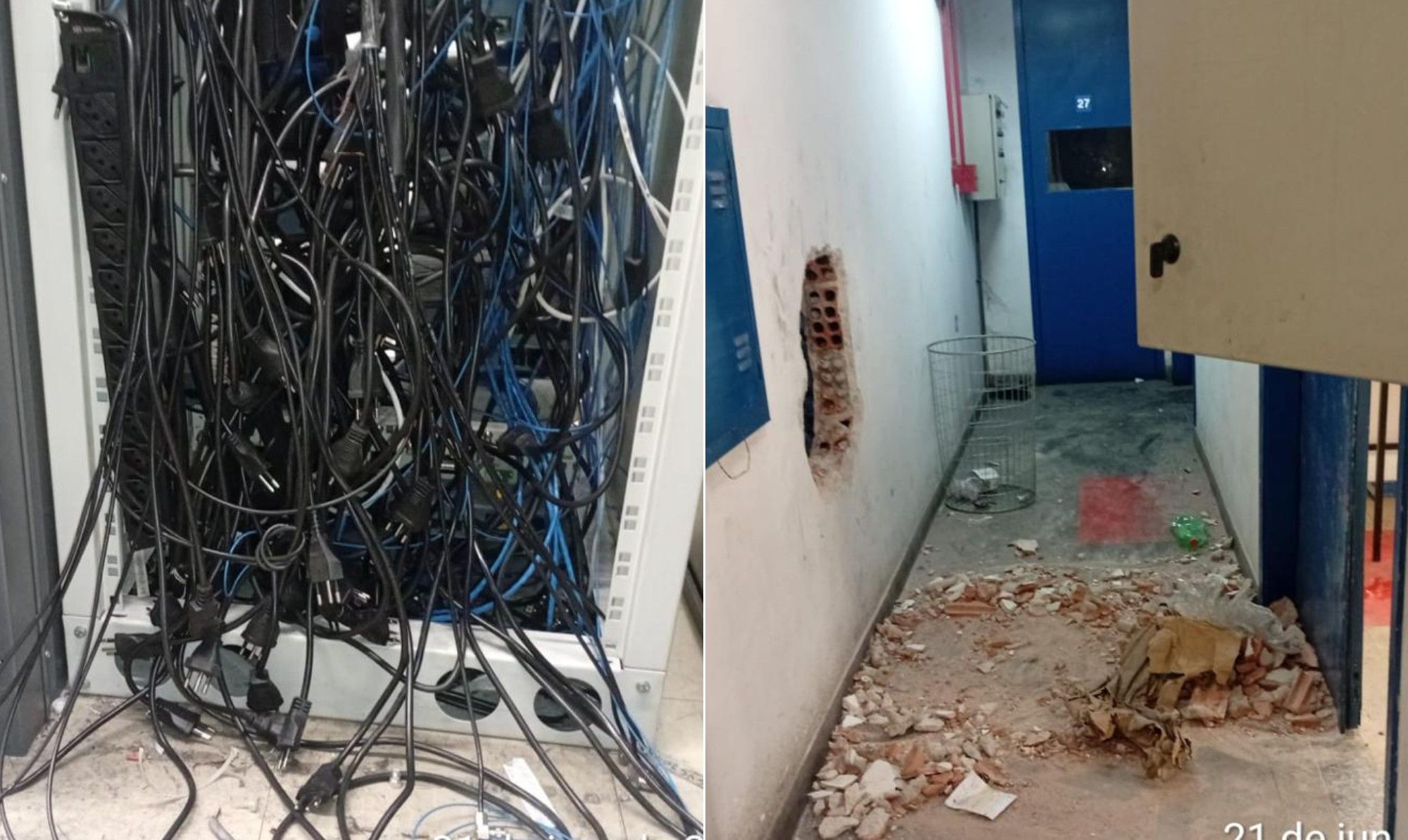 Destruição da central de fibra óptica da Nio prejudica 500 mil clientes no Rio. Reprodução: Globo