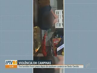 Dois homens são presos após tentarem assaltar adega em Barão Geraldo.; Legenda da imagem. Reprodução: Globo