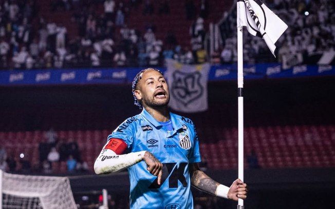 Neymar discute com jogador do Juventude durante a partida.; Reprodução: Victor Monteiro/@monteirofoto