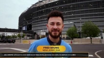 Fred Bruno apresenta o estádio da estreia do Fluminense na Copa do Mundo de Clubes. Reprodução: Globo