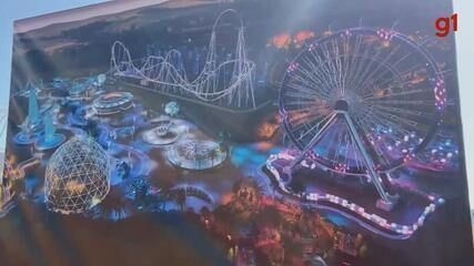 Cacau Show finaliza montanha-russa no Cacau Park em Itu, considerada a maior da América Latina. Reprodução: Globo