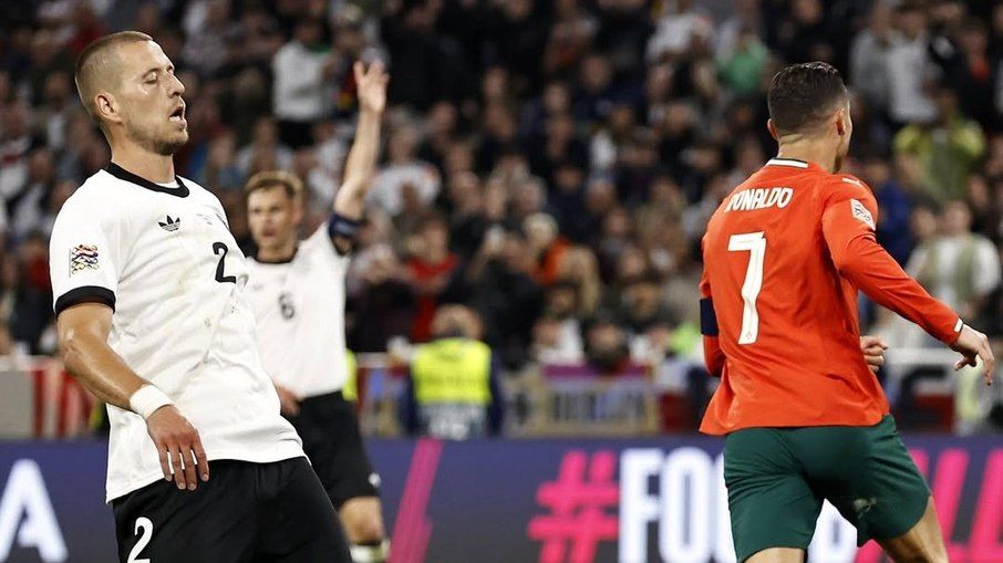 Cristiano Ronaldo brilha e garante a vitória de Portugal sobre a Alemanha na semifinal da Nations. Reprodução: Esporte.