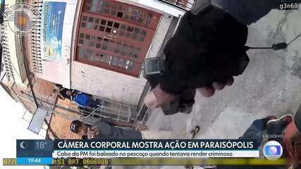PM é baleado durante abordagem a suspeitos de arrastão em Paraisópolis, São Paulo.; Reprodução: TV Globo
