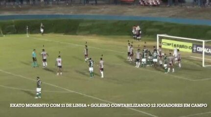 Guarani protocolou ação após Anápolis ter 12 jogadores em campo durante a partida. Reprodução: Globo