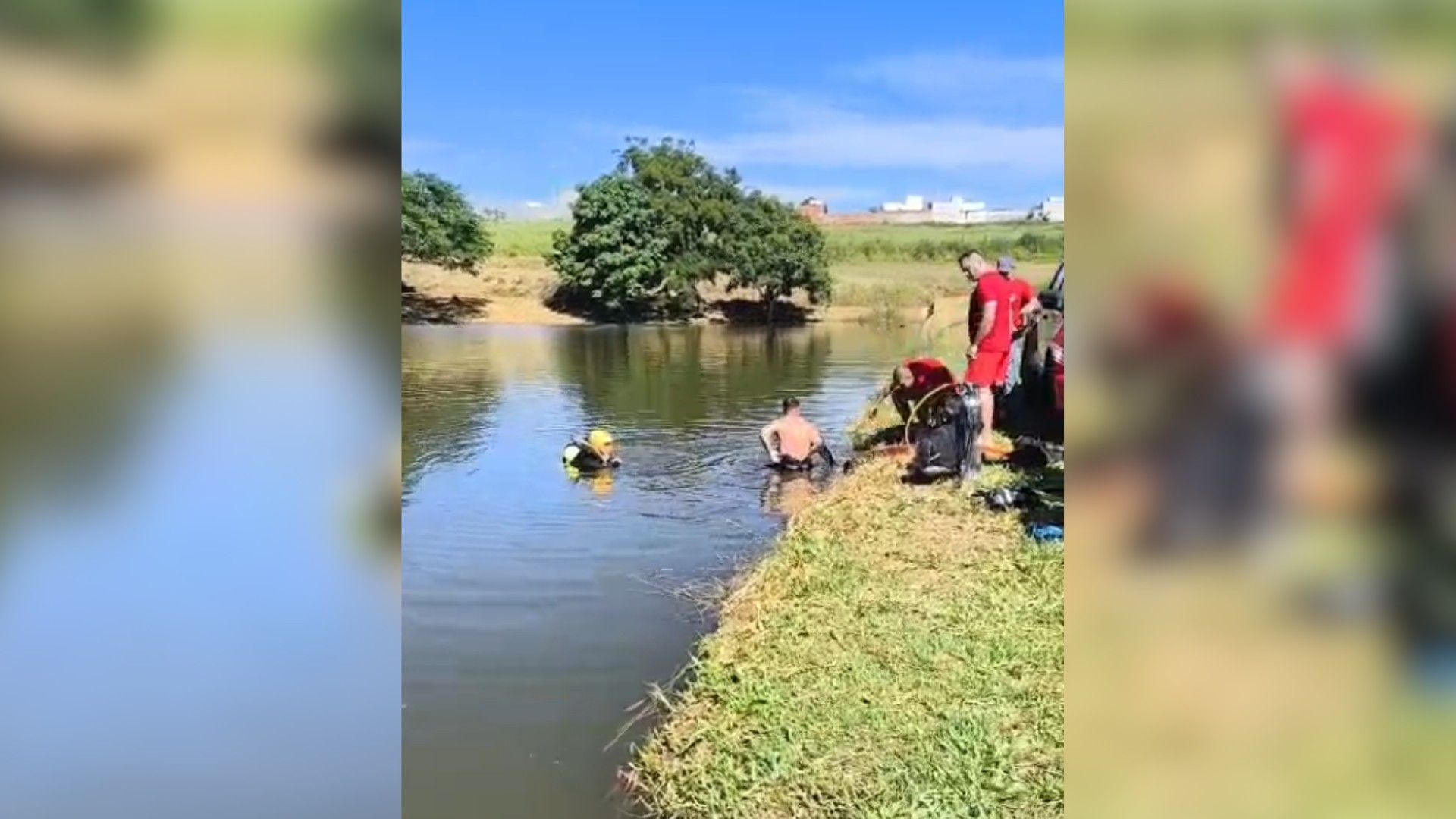 [Jovem morre afogado na represa de Nhandeara]. Reprodução: G1