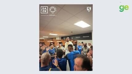 Jogadores do Al-Hilal celebram vitória histórica sobre o Manchester City na Copa do Mundo de Clubes.; Reprodução: Globo