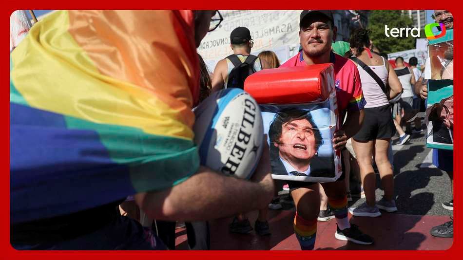 Protestos em Buenos Aires contra discurso de Milei