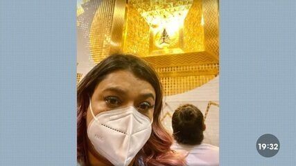 Gominho presta homenagem a Preta Gil no Santuário de Aparecida, relembrando os ensinamentos da cantora. Reprodução: Globo