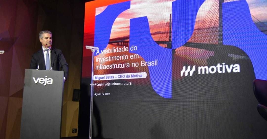 Miguel Setas, CEO da Motiva, discute segurança jurídica no Brasil durante o VEJA Fórum de Infraestrutura. Reprodução: Veja