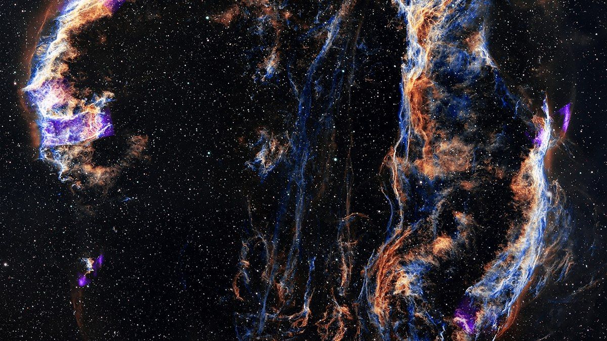 Loop de Cygnus, a Nebulosa do Véu, resultado da explosão de uma estrela supermassiva. Reprodução: ig.com.br