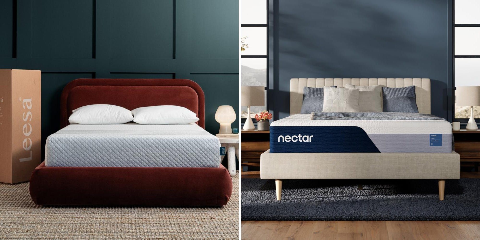 Comparação entre os colchões Leesa Sapira e Nectar durante o teste para escolher o melhor.; Reprodução: Business Insider