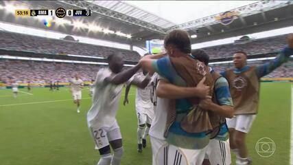 Gonzalo García comemora o gol da vitória do Real Madrid sobre a Juventus na Copa do Mundo de Clubes. Reprodução: Globo