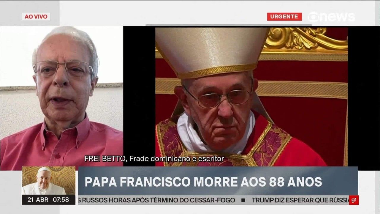 Frade dominicano reflete sobre o legado do papa Francisco após seu falecimento. Reprodução: Globo