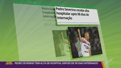 Pedro Severino recebe alta hospitalar após 98 dias de internamento e está em casa com a família.; Legenda da imagem. Reprodução: Globo