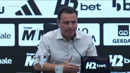Rafael Menin, do Atlético-MG, comenta sobre as dívidas do clube após goleada em jogo-treino. Reprodução: Globo