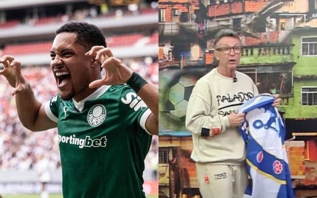 Neto critica Vitor Roque enquanto toca hino do Chelsea no programa esportivo. Reprodução: Esporte.