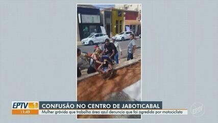 Grávida agente da Área Azul é agredida por duas mulheres em Jaboticabal. Reprodução: Retorno do item 11