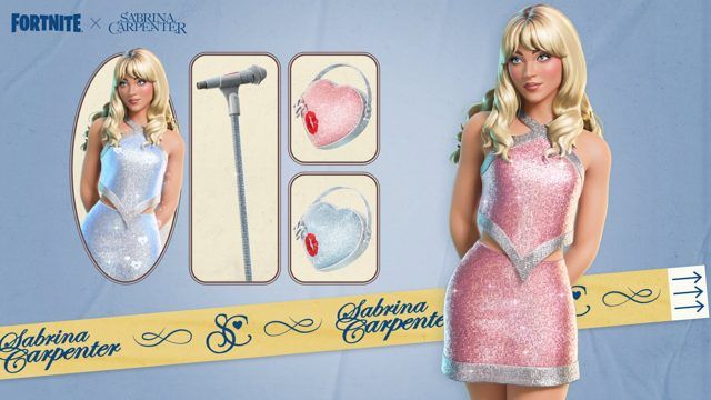 Sabrina Carpenter estreia coleção de skins inspiradas em sua turnê no Fortnite. Reprodução: IGN Brasil