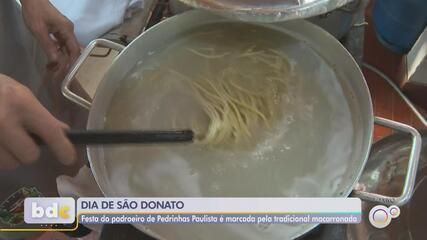 Festa da Macarronada celebra São Donato em Pedrinhas Paulista com pratos tradicionais e grande participação da comunidade. Reprodução: Globo