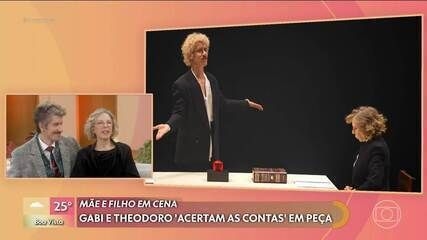 Marília Gabriela e Theodoro Cochrane discutem a relação mãe e filho em espetáculo teatral. Reprodução: Globo