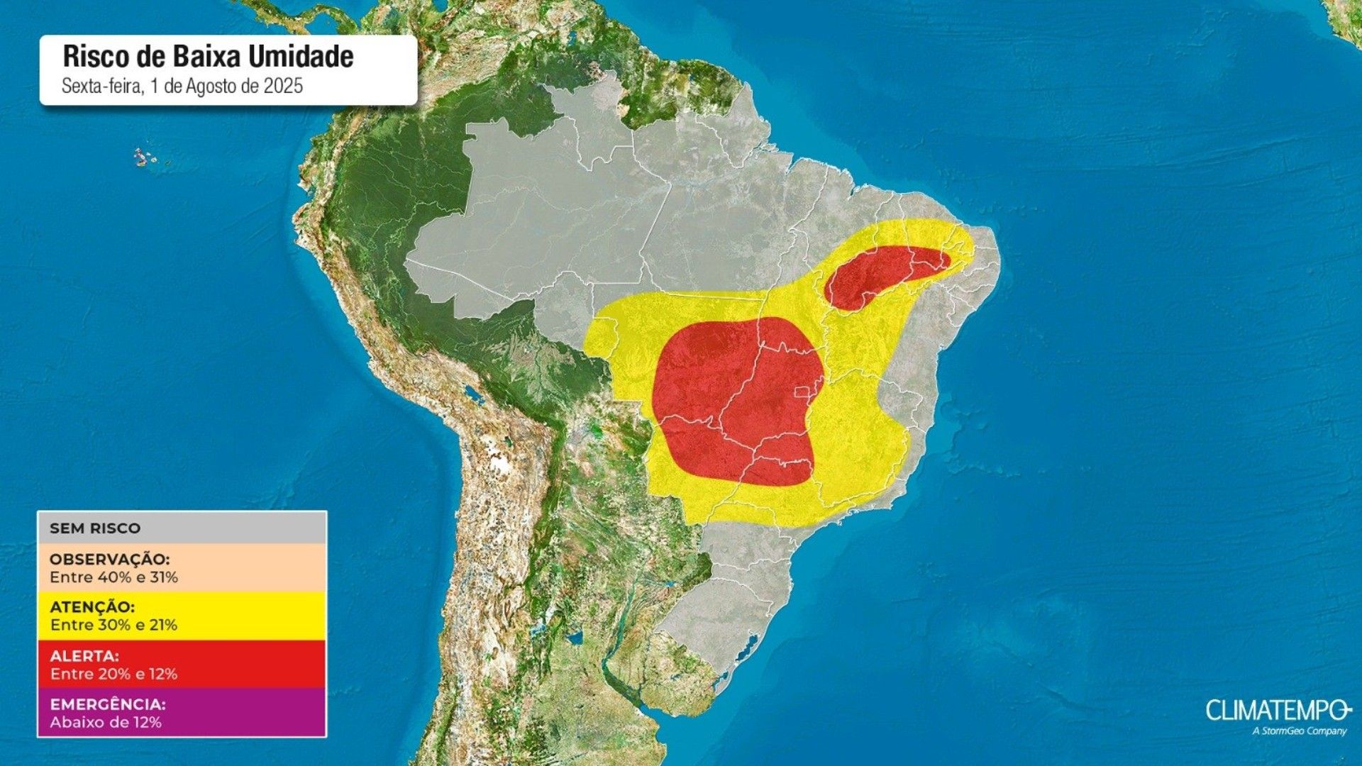 Mato Grosso do Sul em alerta máximo por baixa umidade do ar, com níveis abaixo de 20%. Legenda da imagem. Reprodução: Globo