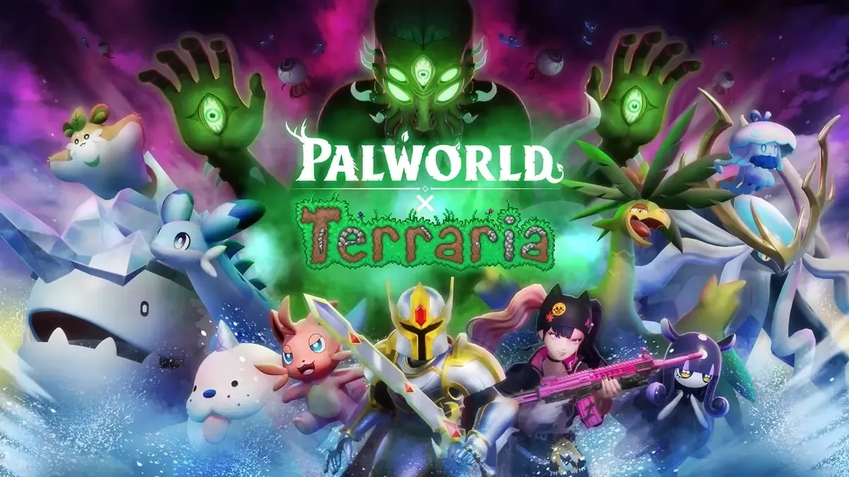 Atualização Palworld x Terraria traz novidades, incluindo a possibilidade de domesticar o Olho de Cthulhu. Reprodução: Timothy Timaugustin Augustin