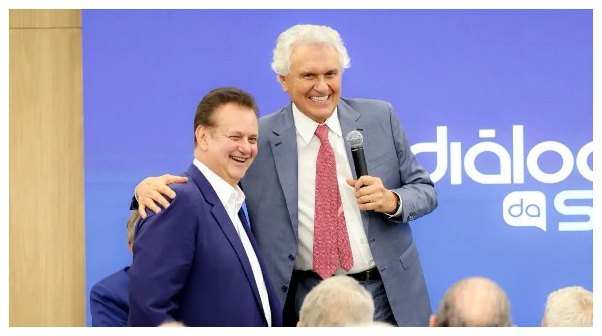 [Ronaldo Caiado em ato político, prestes a anunciar candidatura ao Planalto]. Reprodução: G1