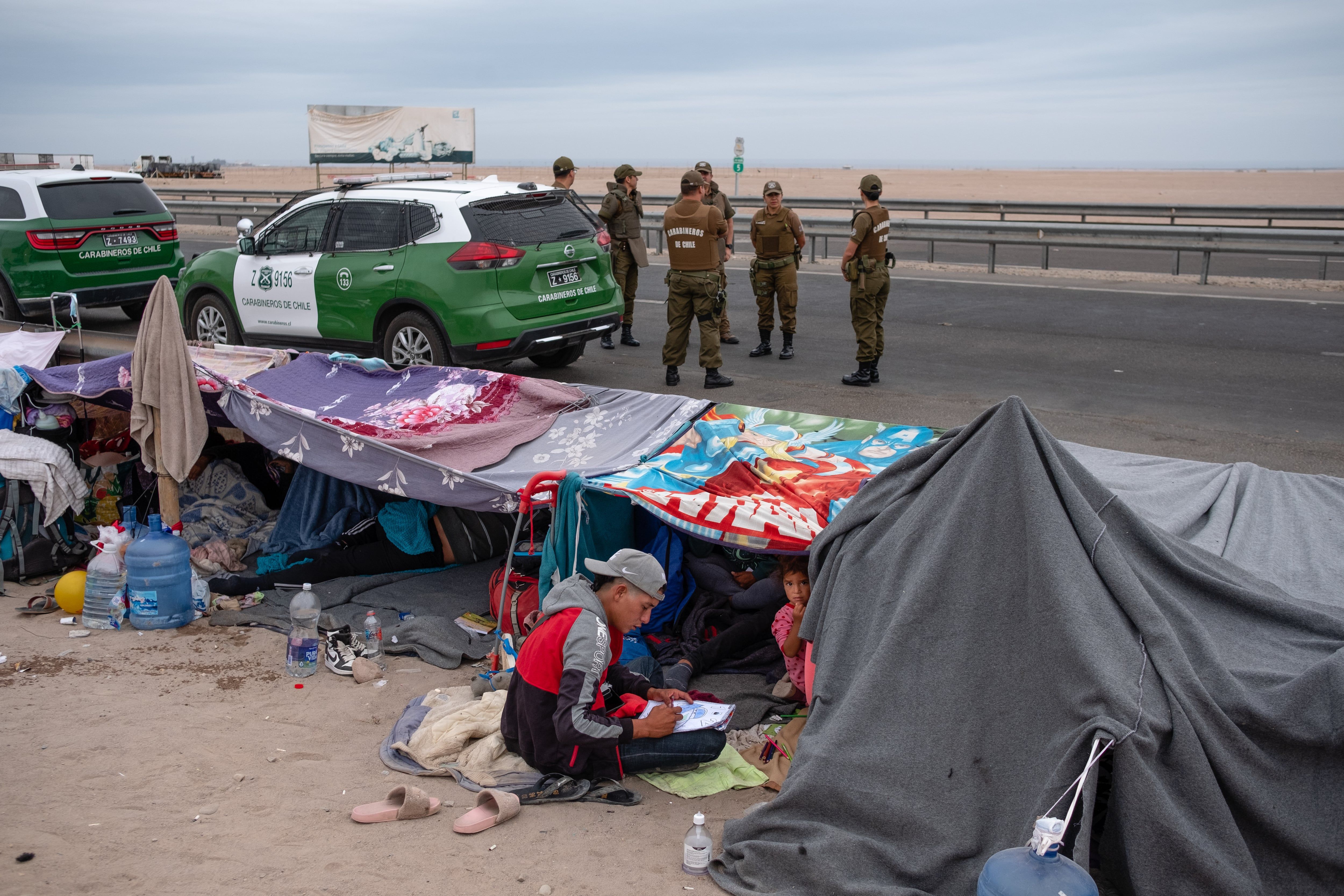 Imigrantes irregulares deixam o Chile, desejando retornar à Venezuela.. Reprodução: Elpais