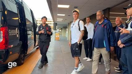 Carrascal chega ao Rio de Janeiro como novo reforço do Flamengo. Legenda da imagem. Reprodução: Globo
