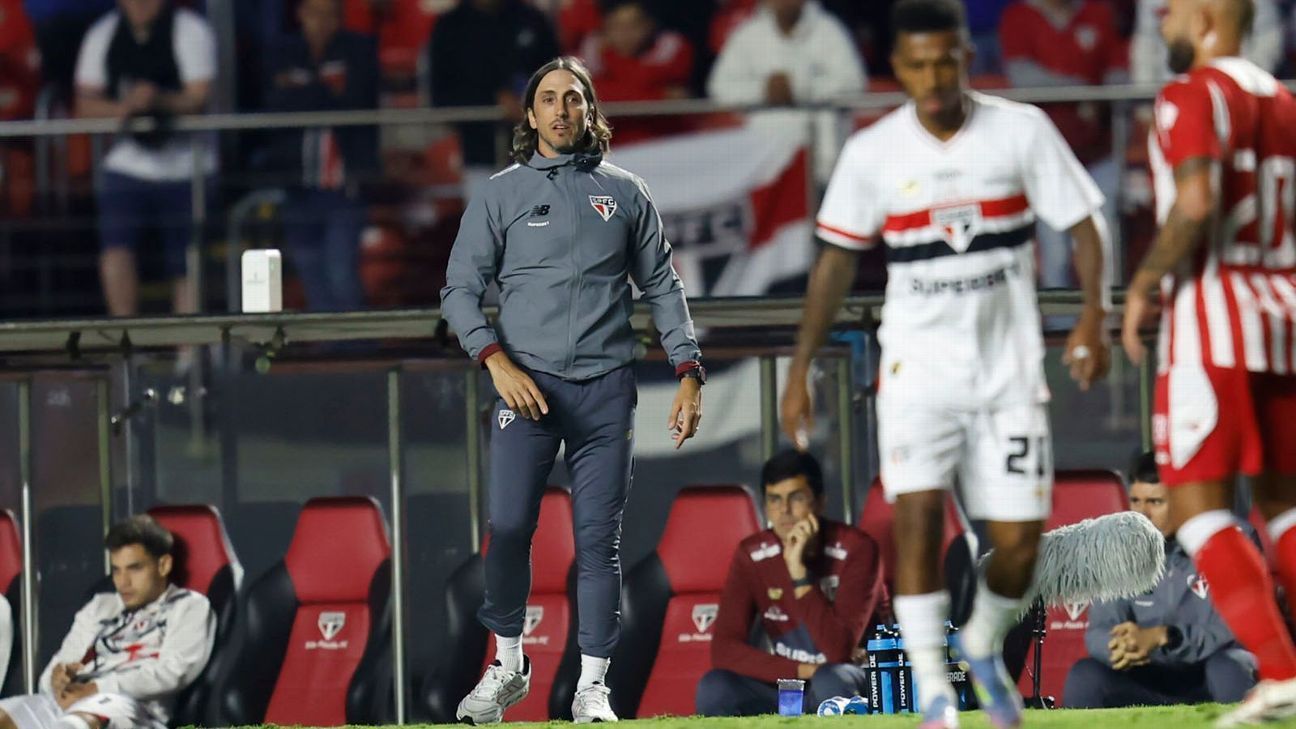 Técnico Luis Zubeldía fala sobre a situação de Lucas Moura e Luan no São Paulo. Reprodução: ESPN
