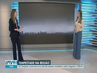 Tempestade causa queda de árvores e alagamentos em Campinas.; Legenda da imagem. Reprodução: Globo