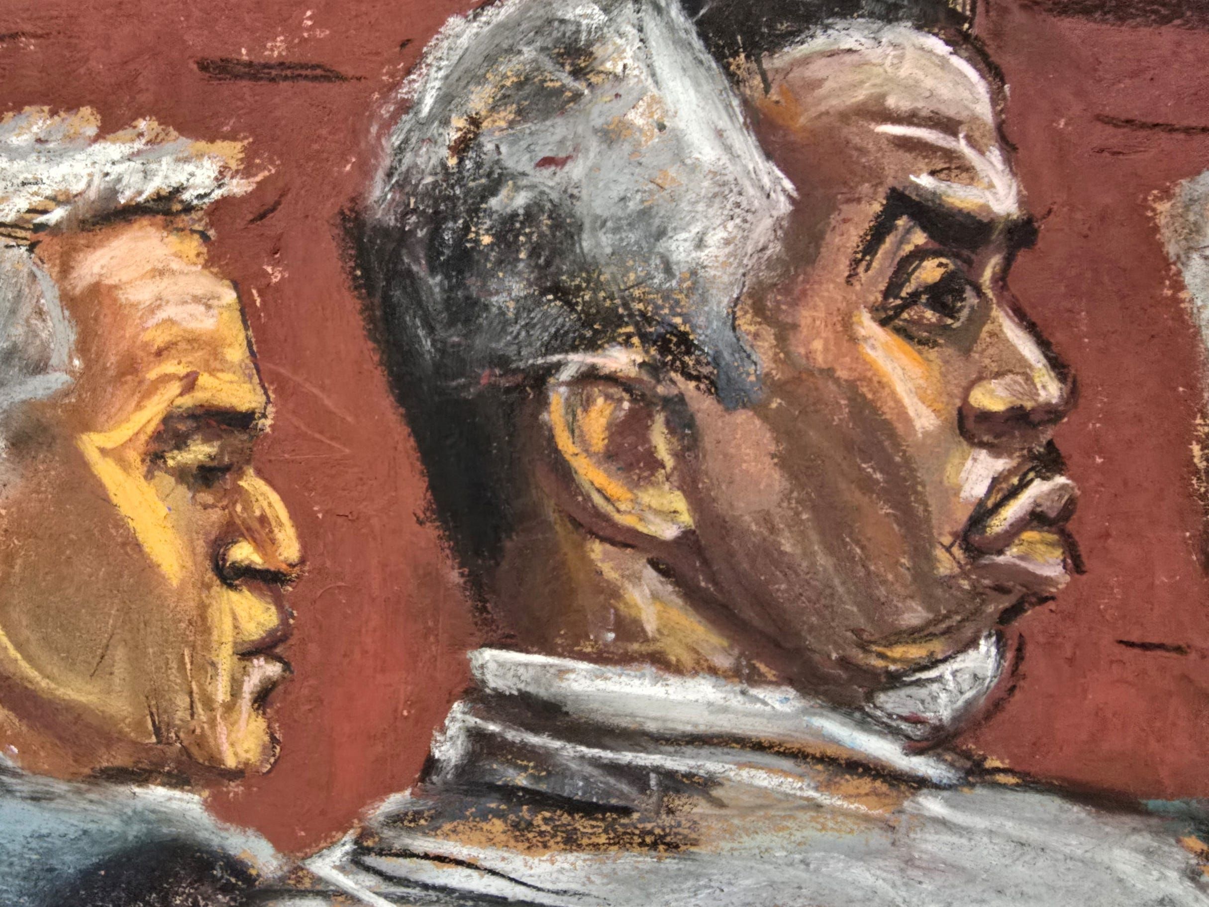 Sean 'Diddy' Combs à mesa de defesa com o advogado Brian Steel no tribunal federal. Reprodução: Retorno do item 11