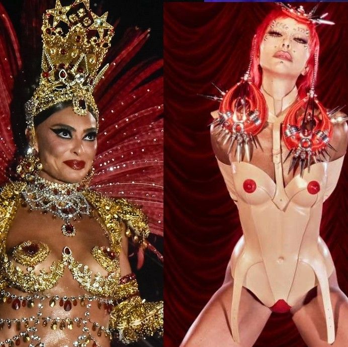 Modelos desfilam no segundo dia do Grupo Especial do Rio. Reprodução: Gshow