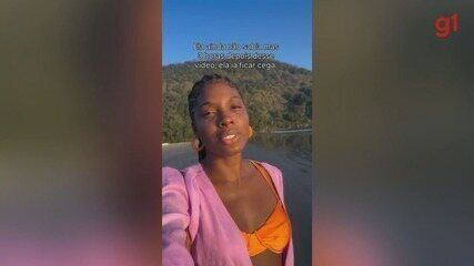 Modelo Ivana Souza alerta sobre os riscos de pomadas modeladoras após perder a visão temporariamente. Reprodução: Globo