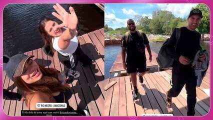 Casais celebram viagem ao Amazonas, incluindo Lexa e Tati Machado. Reprodução: Globo