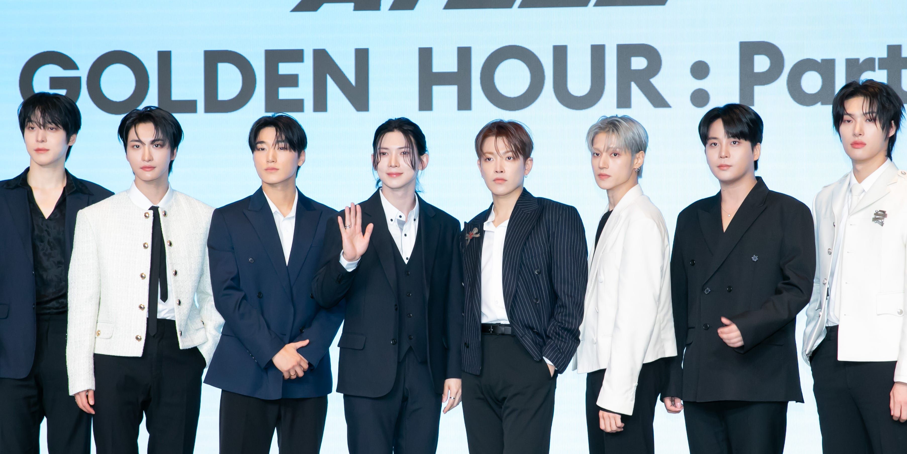 Ateez se apresenta na coletiva de imprensa para o mini álbum 'Golden Hour: Part.3' em Seul. Reprodução: Business Insider