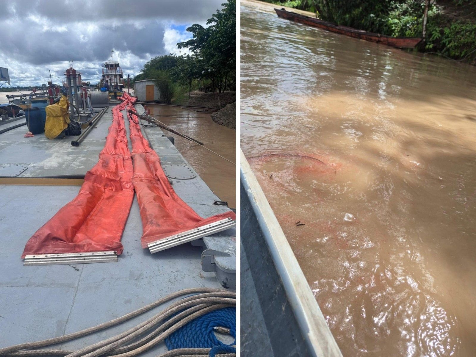 [MP investiga derramamento de óleo após naufrágio de balsa no rio do Acre]. Reprodução: G1