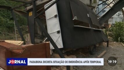Queda de árvore atinge quiosque em Paraibuna. Legenda da imagem. Reprodução: G1