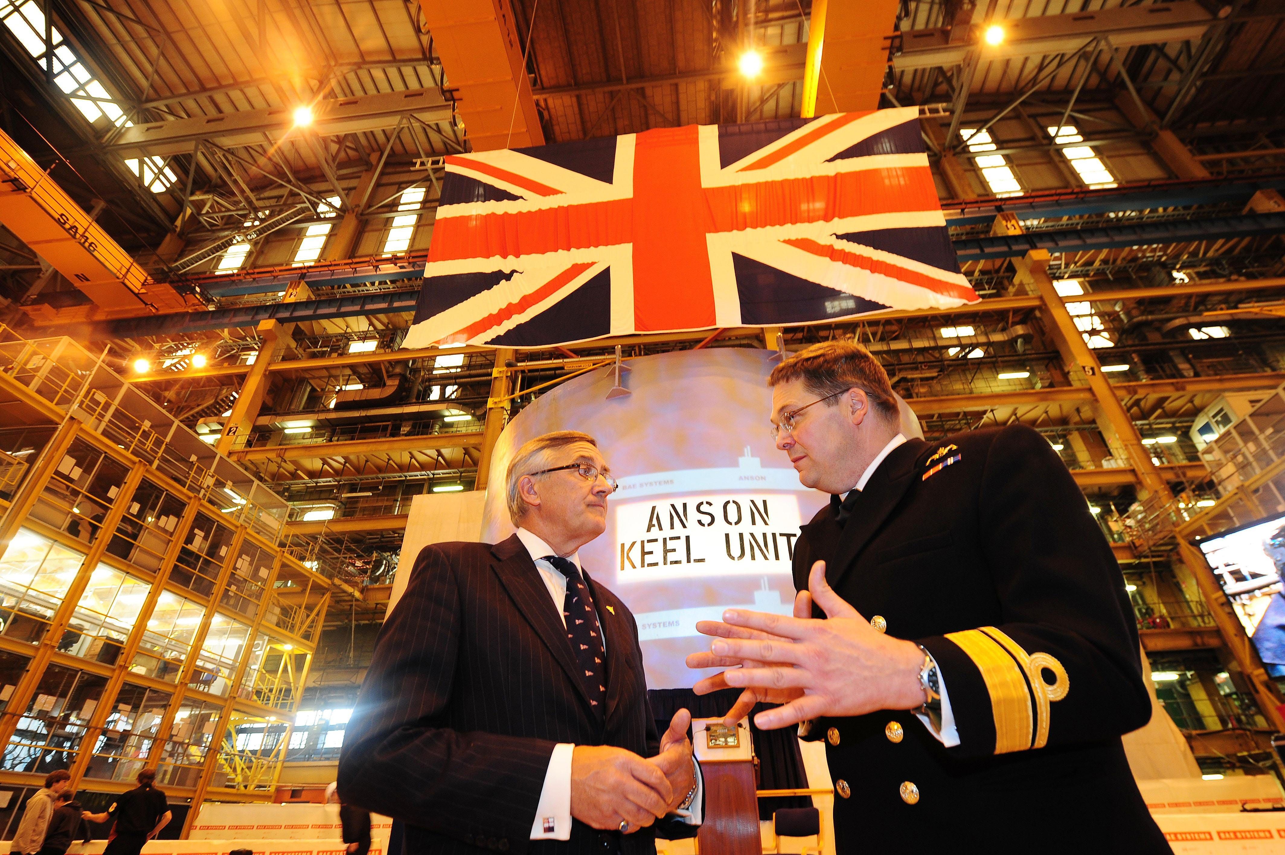 Cerimônia marca o início da construção do submarino HMS Anson na BAE Systems. Reprodução: PA Images/PA Images via Getty Images